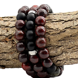 Bracelet Homme 10mm Jaspe Bréchique Qualité Extra
