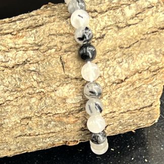 Bracelet Quartz avec inclusion de Tourmaline noire 6mm