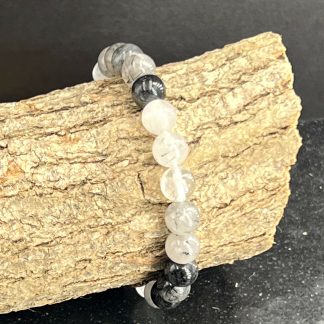 Bracelet Quartz avec inclusion de Tourmaline noire 8mm