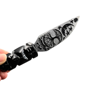 Dague Obsidienne noire gravée